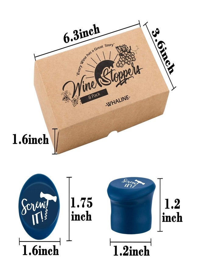 وولاين مجموعة من 8 سدادات زجاجات نبيذ سيليكون من والين مع علبة هدايا، أغطية سيليكون مرحة قابلة لإعادة الاستخدام لإغلاق زجاجات النبيذ والبيرة بعبارة طريفة - Image 2