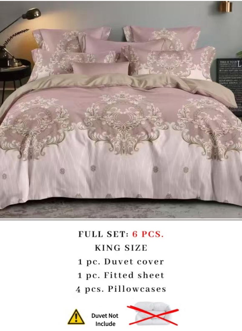 Generic DUOMA HOME cotton duvet cover set , king size ,6pcs set with duvet cover 220*240cm and fit sheet and 4pcs pillowcases  - Image 2