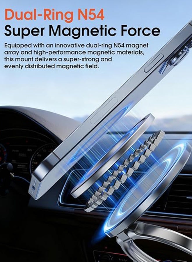 Vacuum Magnetic Car Phone Holder with Strong Magnets, 360° Adjustable Dash Cell Phone Holders, Foldabl Car Mount with Vacuum Suction Cup for Cars、Gym、Mirror Smooth Surface iOS Android, Black - Image 5