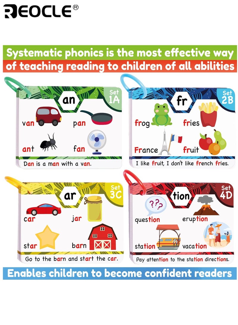 REOCLE English Phonics Flash Cards for Kids Interactive Reading Learning Kit with Digraphs CVC Words Blends and Long Vowel Sounds Educational Games for Ages 4-8 Kindergarten to 2nd Grade Ideal for Kids - Image 5