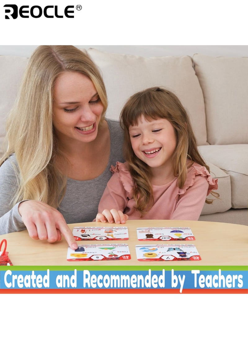 REOCLE English Phonics Flash Cards for Kids Interactive Reading Learning Kit with Digraphs CVC Words Blends and Long Vowel Sounds Educational Games for Ages 4-8 Kindergarten to 2nd Grade Ideal for Kids - Image 4