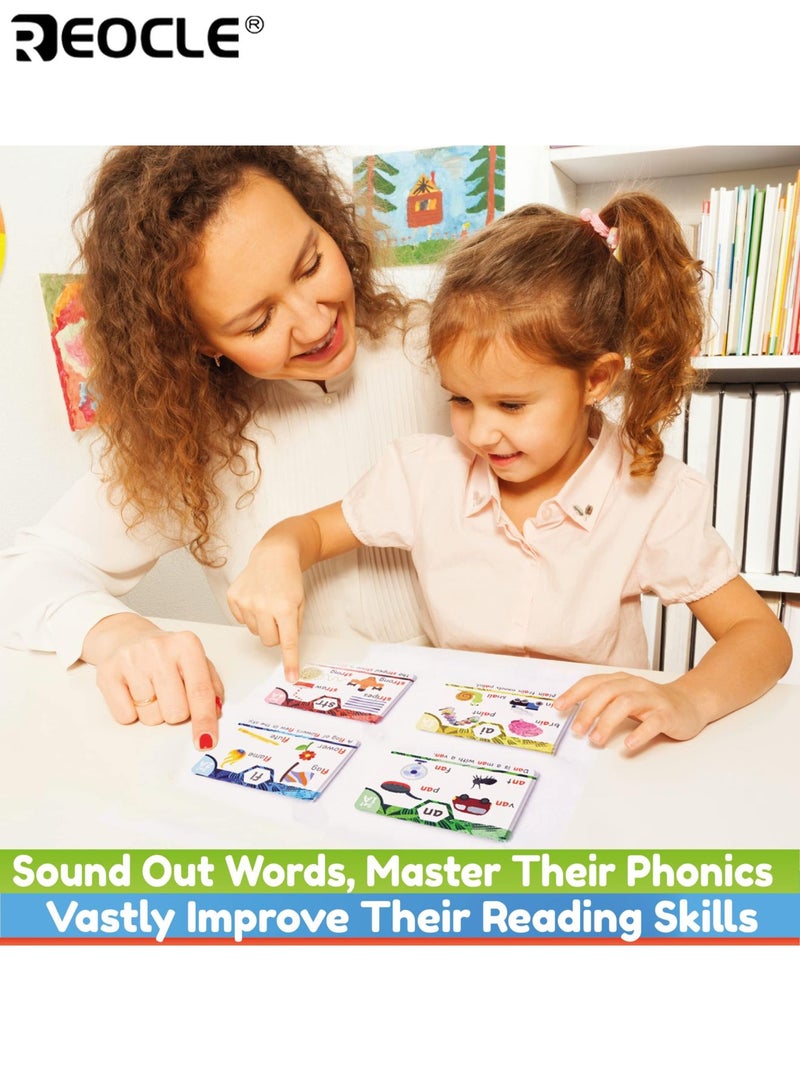 REOCLE English Phonics Flash Cards for Kids Interactive Reading Learning Kit with Digraphs CVC Words Blends and Long Vowel Sounds Educational Games for Ages 4-8 Kindergarten to 2nd Grade Ideal for Kids - Image 3