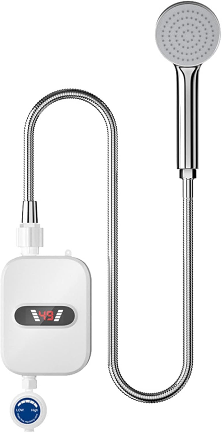 comfrt Mini Tankless Water Heater, Outdoors Portable Instant 110v Electric Water Heater, Overheating Protection, Easy to Install, Use for RV Cabin Barn Camping Boat - Shower Head Water Heater - Image 1