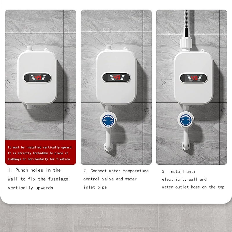 comfrt Mini Tankless Water Heater, Outdoors Portable Instant 110v Electric Water Heater, Overheating Protection, Easy to Install, Use for RV Cabin Barn Camping Boat - Shower Head Water Heater - Image 5