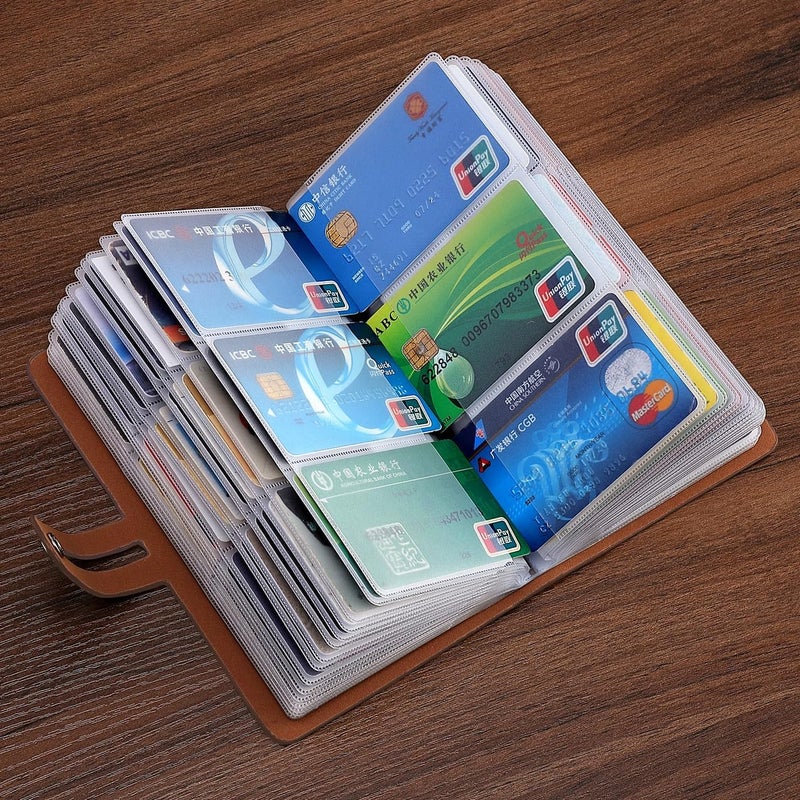 Romozi RFID Credit Card Holder, Leather Business Card Organizer with 96 Card Slots, Credit Card Protector for Managing Your Different Cards and Important Documents to Prevent Loss or Damage (Brown) - Image 4