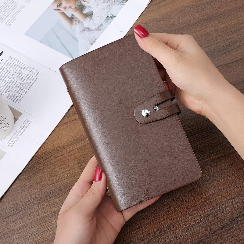 Romozi RFID Credit Card Holder, Leather Business Card Organizer with 96 Card Slots, Credit Card Protector for Managing Your Different Cards and Important Documents to Prevent Loss or Damage (Brown) - Image 2