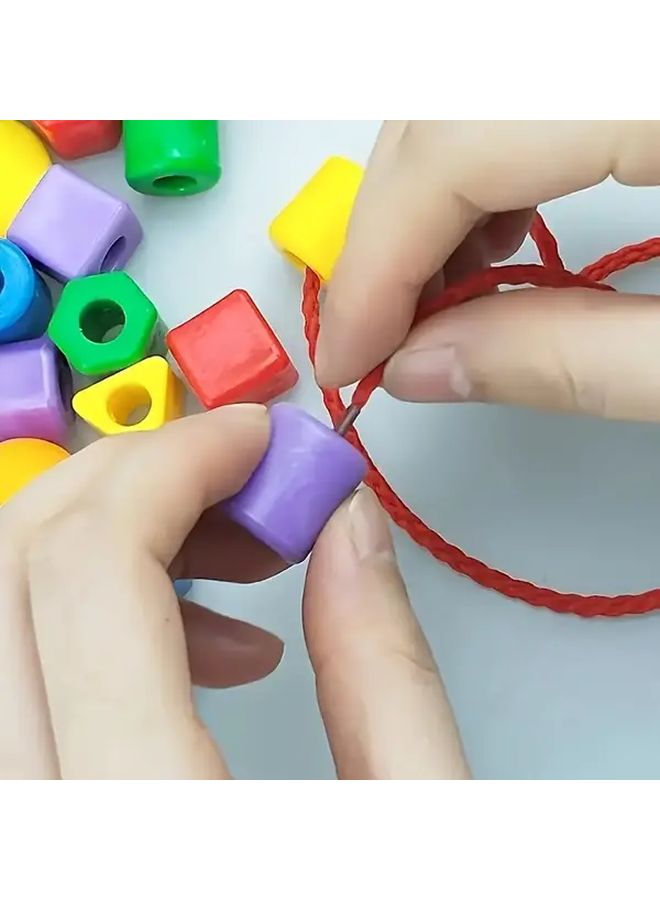 145 Beads 8 Ropes Educational Stringing Toy Shape Color Sorting Skill Development Kit - Image 2