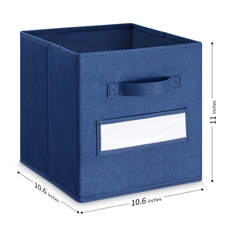 artsdi Set of 10 Foldable Cube Storage Bins with 10 Labels Window Cards & a Pen Baskets Containers for Shelves Closet Organizers Box for Home & Office Blue - Image 3