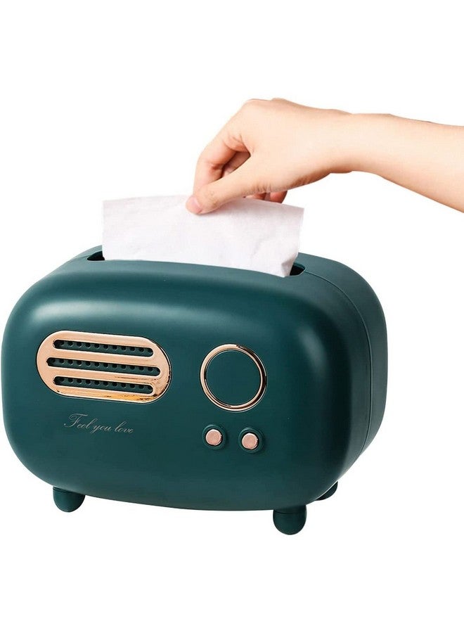 oddpod™ Vintage Retro Small Tissue Box Holder & Paper Towel Dispenser for Office, Living Room, Bedroom, Night Stand & Desk - Pine Green - Image 1