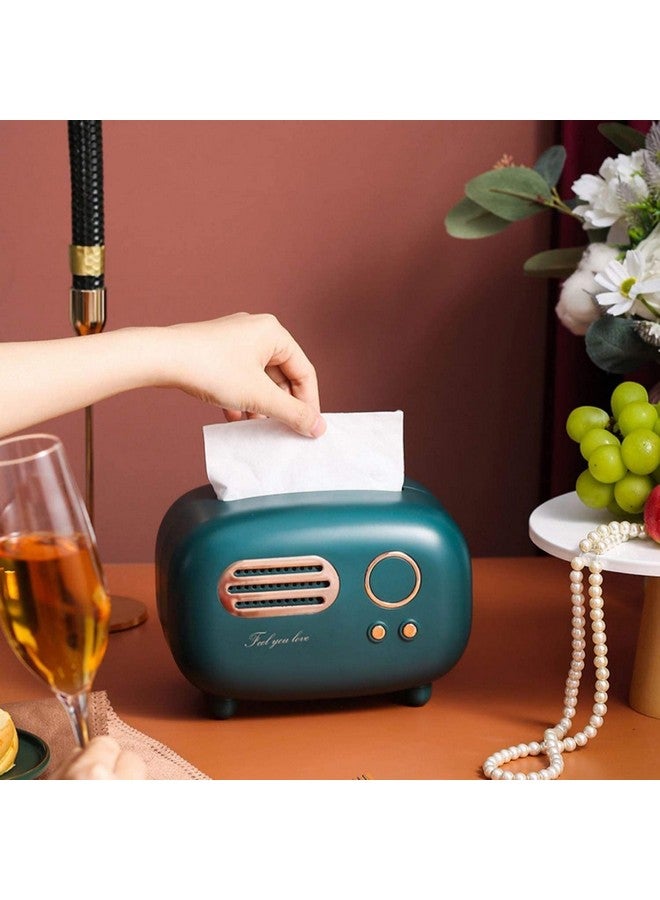 oddpod™ Vintage Retro Small Tissue Box Holder & Paper Towel Dispenser for Office, Living Room, Bedroom, Night Stand & Desk - Pine Green - Image 2