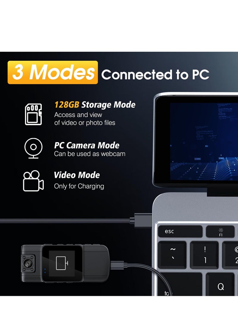 Barakah كاميرا جيب، كاميرا صغيرة بدقة 1080 بكسل مع عدسة قابلة للدوران بزاوية 180° مسجل فيديو للرؤية الليلية كاميرا محمولة قابلة للارتداء، شاشة 1.4 بوصة لتشغيل الكاميرا الصغيرة في الهواء الطلق، ركوب الدراجات، سجلات العمل - Image 5