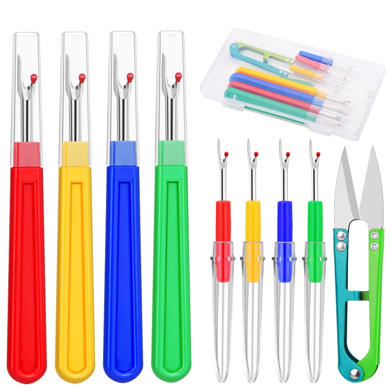 ZMAAGG - Seam Scraper, 4 Large and 4 Small Stitch Remover Tools, Seam Scraper for Sewing, Thread Removal Tool with Thread Cutting, Box of - Image 1