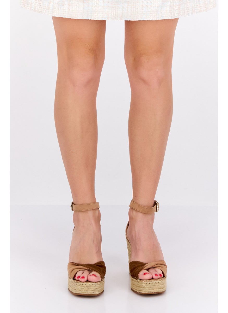 Kenneth Cole Women Sol Adjustable Buckle Wedges, Tan  - Image 1