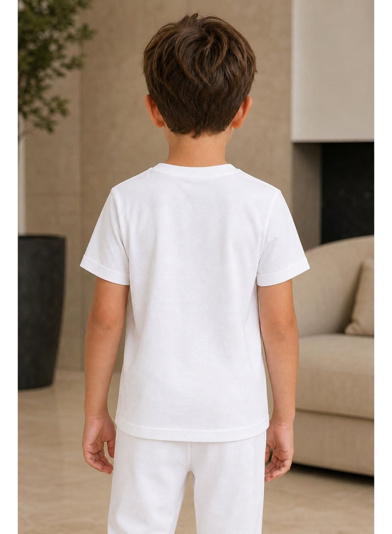 Trucare The Smurfs Triple Character Graphic T-Shirt for Boys | Rainbow Logo Print Casual Crew Neck Tee - Image 2