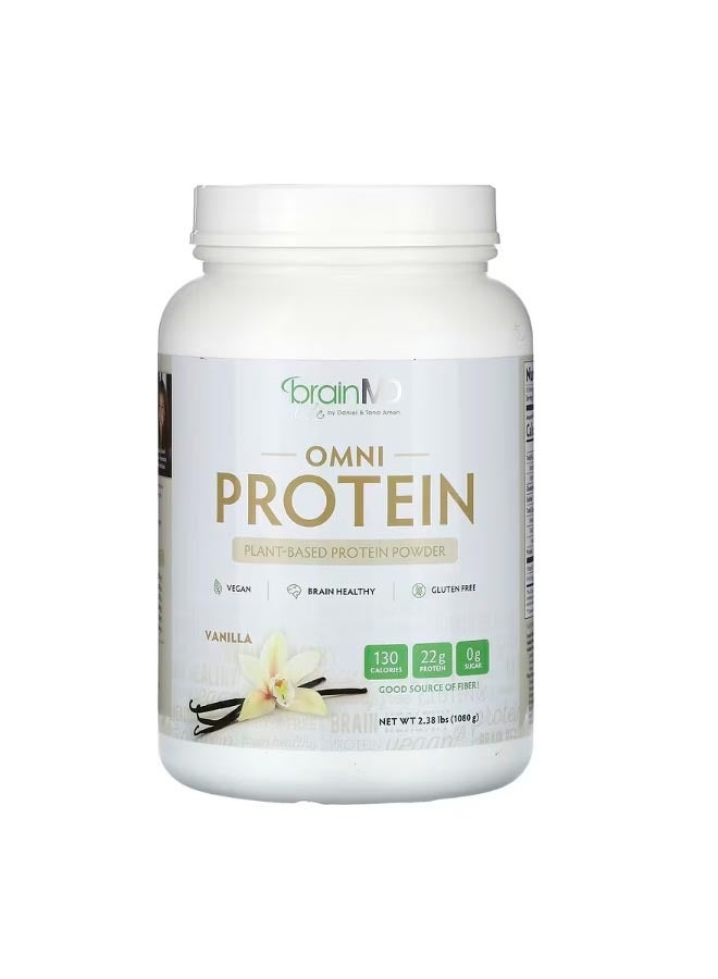 BRAINMD Omni Protien Plant Based Protein Powder Vanilla 2.38 lbs 1080 g - Image 1