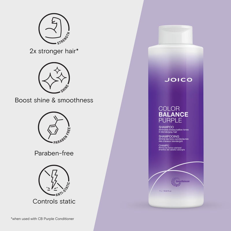 Joico Color Balance Purple Shampoo for Cool Blonde and Gray Hair | 33.8 Fl Oz - Image 3