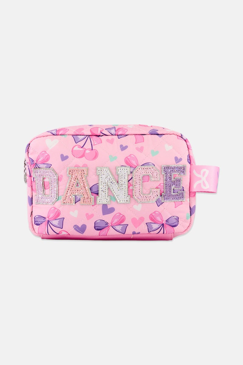 Miss Gwen's OMG Kids Girl Quilted Dance Makeup Pouch, Pink - Image 1