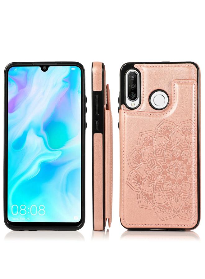 Zaboon Case For Huawei P30 Lite Double Buckle Mandala Pattern PU+TPU Protective Case with Card Slots & Holder & Photo Frame - Image 1