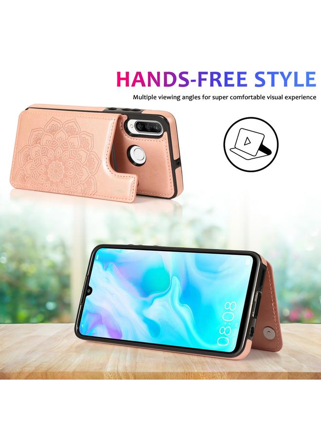 Zaboon Case For Huawei P30 Lite Double Buckle Mandala Pattern PU+TPU Protective Case with Card Slots & Holder & Photo Frame - Image 4