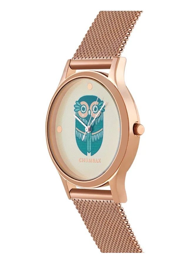 Chumbak Vintage Owl Watch, Metal Mesh Strap