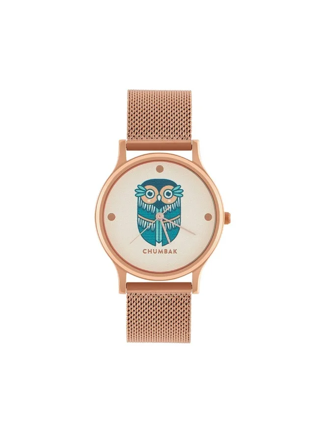 Chumbak Vintage Owl Watch, Metal Mesh Strap