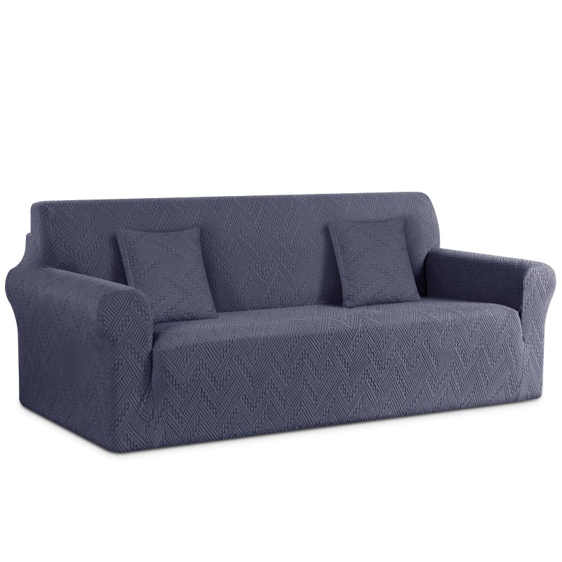 Ruaozz Stretch Sofa Cover 1 Piece Couch Covers for 3 Cushion Couch Non Slip Universal Sofa Slipcover Washable Soft Jacquard Furniture Protector with 2 pcs Throw Pillow Covers 3 Seater Grey