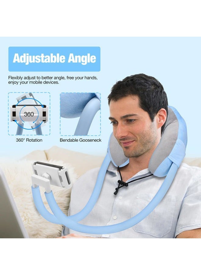 Moko Neck Phone Holder, Lazy Gooseneck Phone Pillow Holder Bracket,360°Rotation Universal Mobile Phone Tablet Stand for 4"-11" Devices, fits iPhone 12/12 Pro Max, Galaxy S21,iPad Air/Pro 11, Blue - Image 3