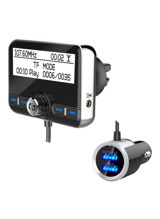 DAB002 DAB Digital Radio Receiver Transmitter LCD Display USB Charger Black - Image 1