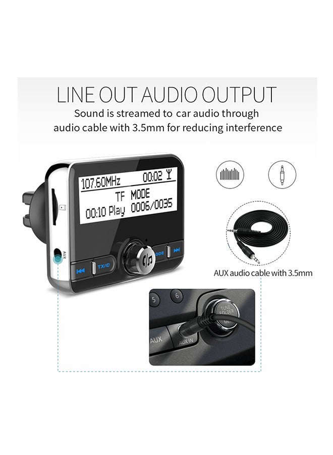 DAB002 DAB Digital Radio Receiver Transmitter LCD Display USB Charger Black - Image 3