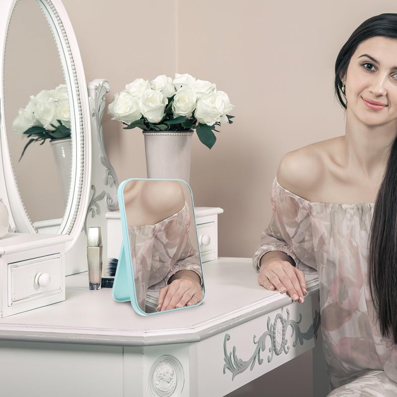 Nordic Blue Foldable Makeup Mirror Portable Desktop Vanity Mirror for Travel Dormitory - Image 5