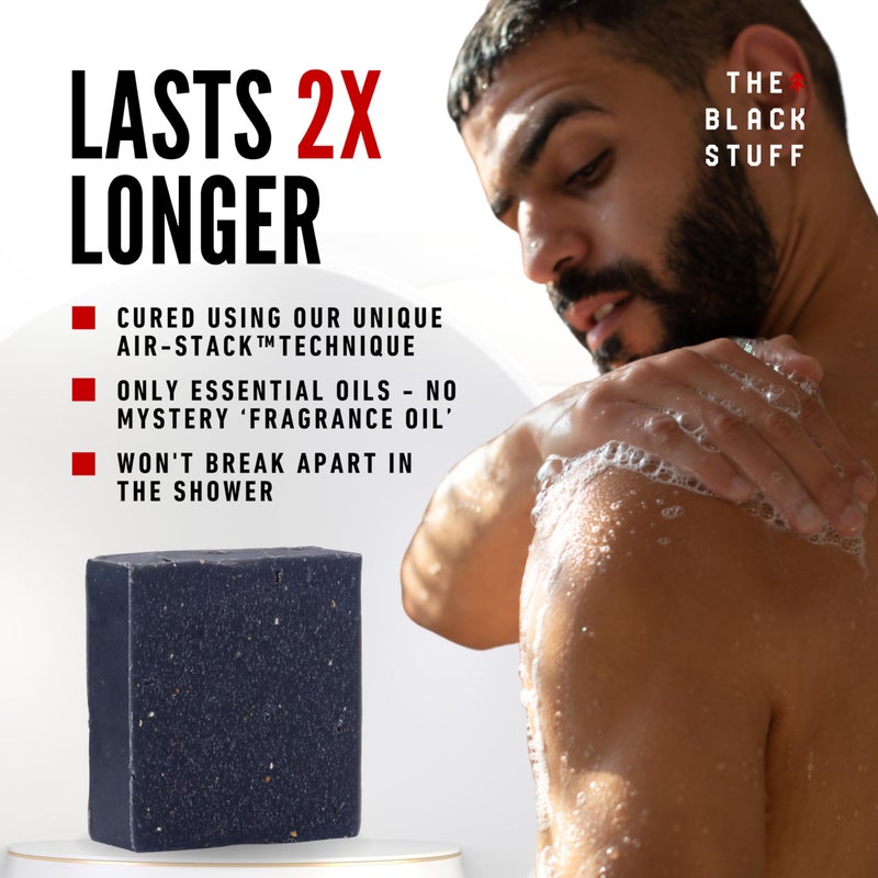 The Black Stuff Pine Tar Soap - Mens Bar Soap Made with Pine Tar, Organic Ingredients and Essential Oils - Handmade Cold Process Body Soap for Men - Moisturizing and Cleansing organic Bath Soaps - Image 3