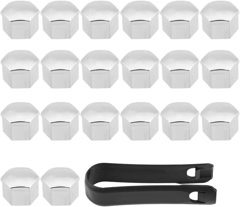 17mm Wheel Nut Cover Caps 20Pcs Silver Plastic Lug Nut Bolt Screw Protection Caps - Universal Fit, Durable & Easy Installation for Car Tire Wheel Hub Restoration - Image 1