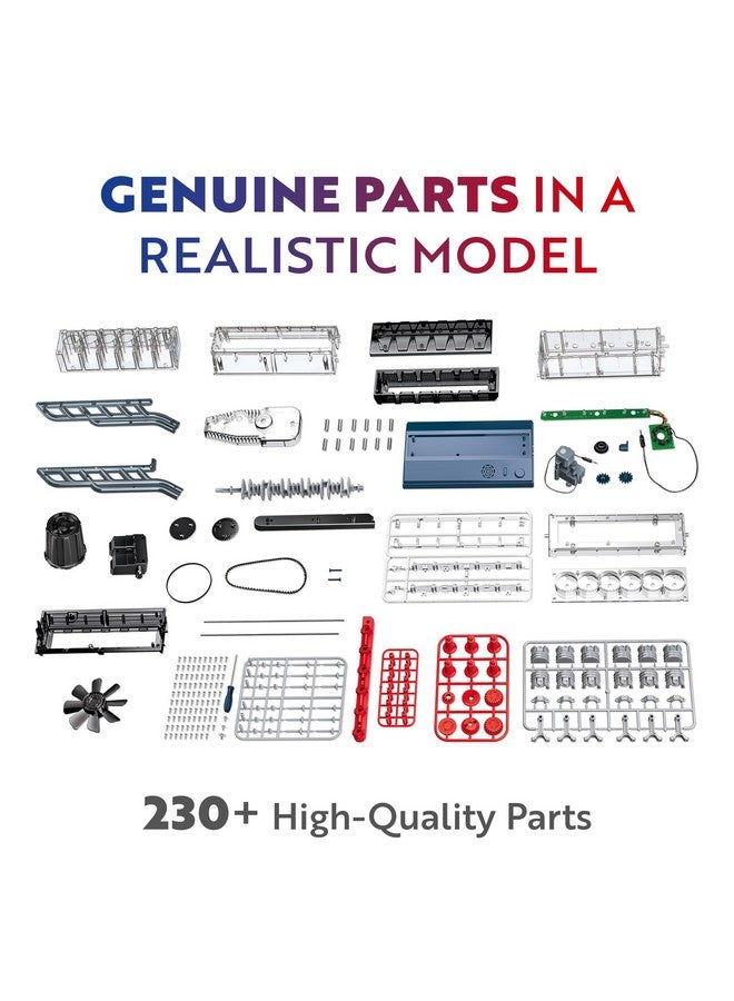 Playz Inline 6 Engine Model Kit - Build Your Own STEM Inline 6 Small Engine That Runs Kit for Adults & Kids Age 10-12+, Visible Inline 6 Mini Engine Kit That Works for Adult w/ 230 STEM Parts - Image 2