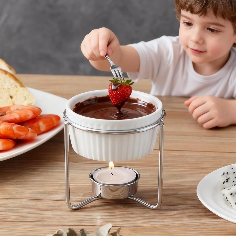 CLEABANKE سخانات زبدة خزفية للمأكولات البحرية، مجموعة 2 من ذوبان الزبدة - Image 2