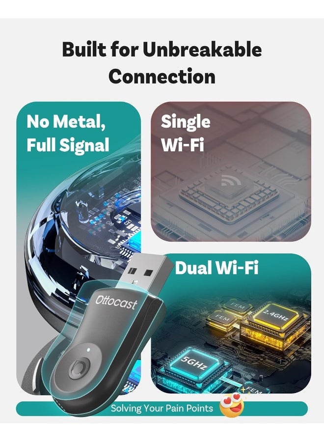OTTOCAST Mini 2025 Wireless CarPlay & Android Auto 2-in-1 Adapter - Image 4
