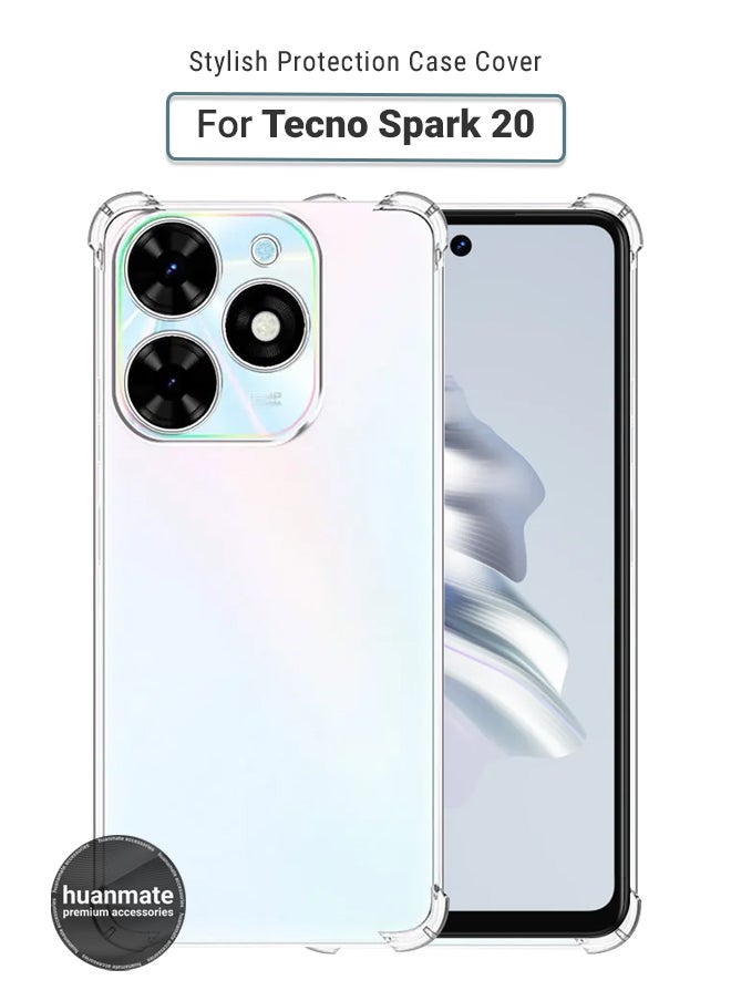 huanmate - Tecno Spark 20 Shock Proof Case Cover - Ultra Clear, Durable & Accurate Cut-outs - Scratch, Dust & Smudge Protection - Clear Silicon Back Cover for Tecno Spark 20 - Image 1