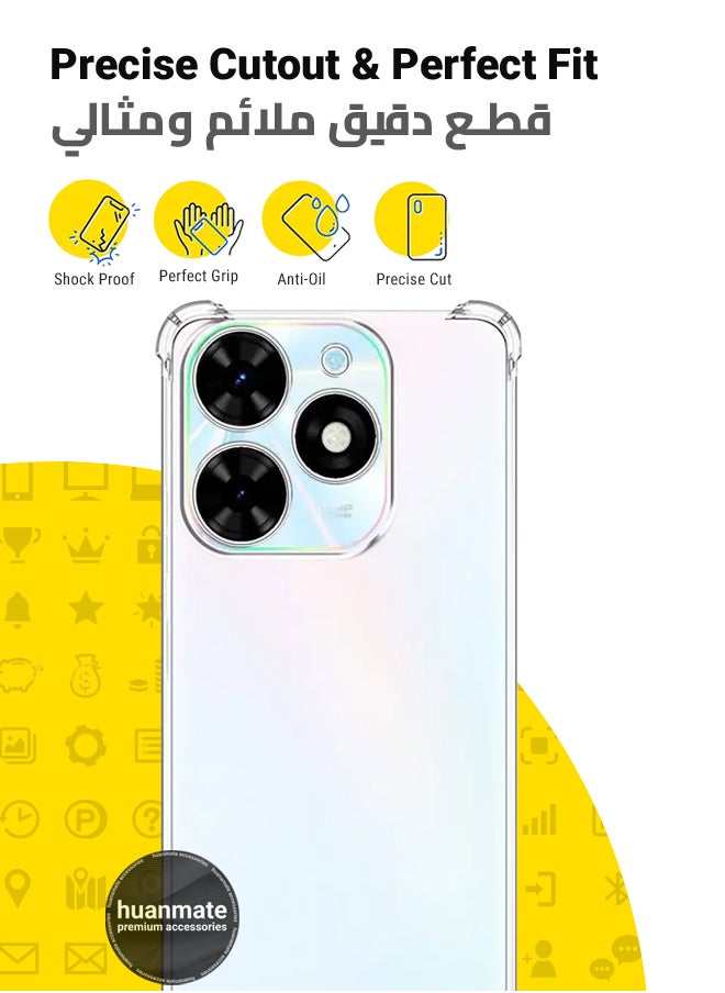 huanmate - Tecno Spark 20 Shock Proof Case Cover - Ultra Clear, Durable & Accurate Cut-outs - Scratch, Dust & Smudge Protection - Clear Silicon Back Cover for Tecno Spark 20 - Image 1