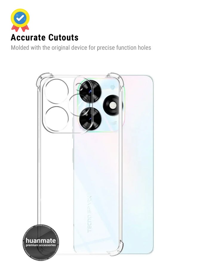 huanmate - Tecno Spark 20 Shock Proof Case Cover - Ultra Clear, Durable & Accurate Cut-outs - Scratch, Dust & Smudge Protection - Clear Silicon Back Cover for Tecno Spark 20 - Image 1