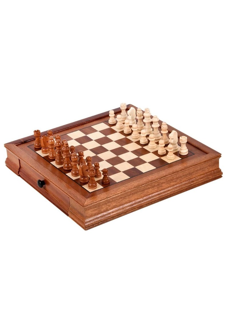 Rubik Premium Wooden Chess Board Game Set with Storage Drawers & Magnetic Bases Chess Pieces, Travel Traditional Educational Toy for Kids/Children/Adults Gift (Size, 32x32cm) Brown - Image 1