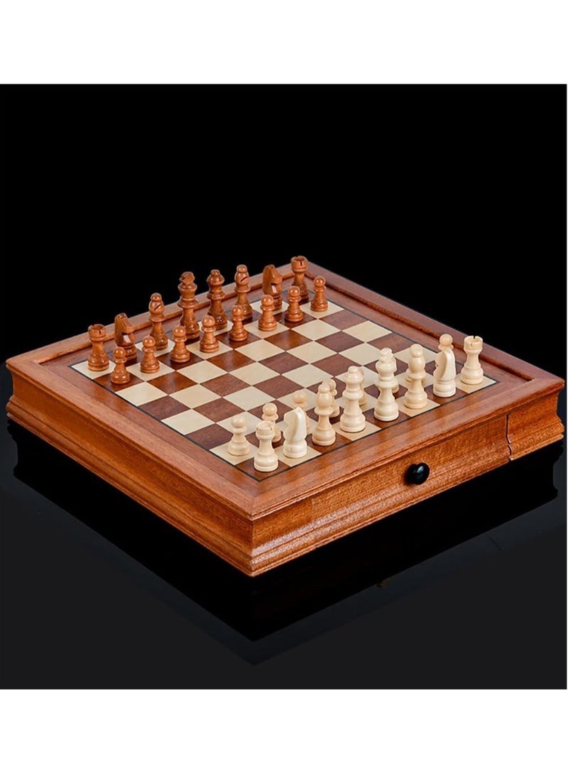 Rubik Premium Wooden Chess Board Game Set with Storage Drawers & Magnetic Bases Chess Pieces, Travel Traditional Educational Toy for Kids/Children/Adults Gift (Size, 32x32cm) Brown - Image 2