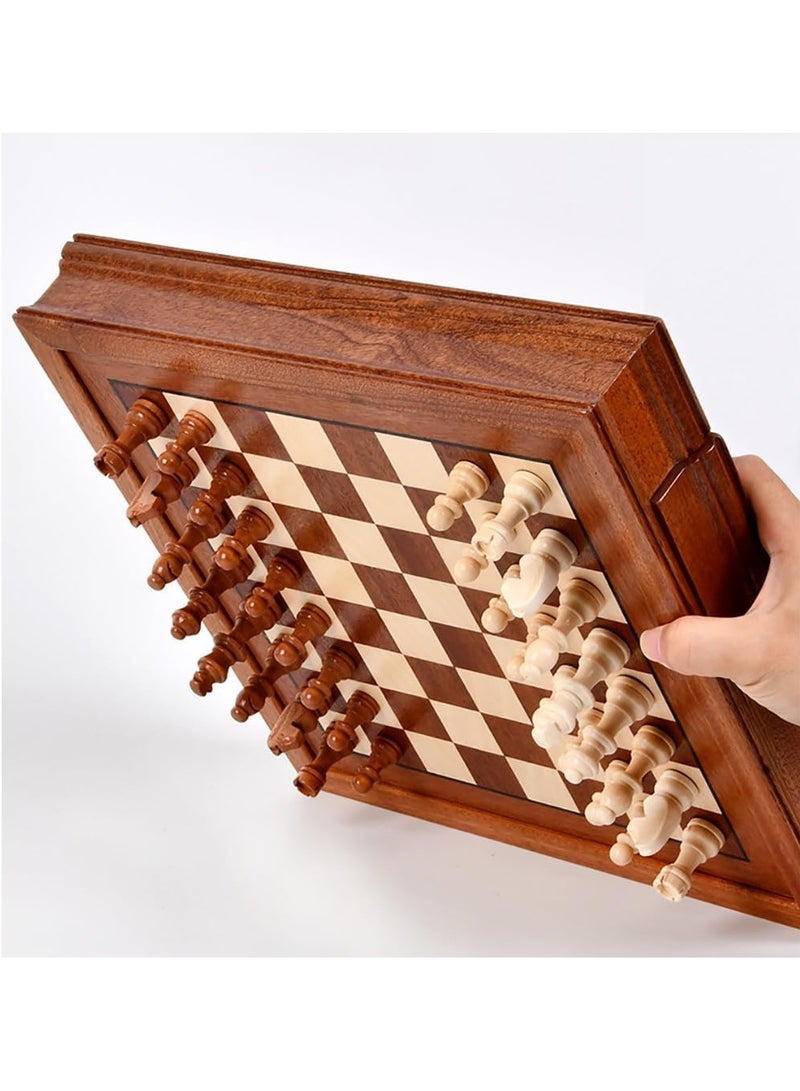 Rubik Premium Wooden Chess Board Game Set with Storage Drawers & Magnetic Bases Chess Pieces, Travel Traditional Educational Toy for Kids/Children/Adults Gift (Size, 32x32cm) Brown - Image 3