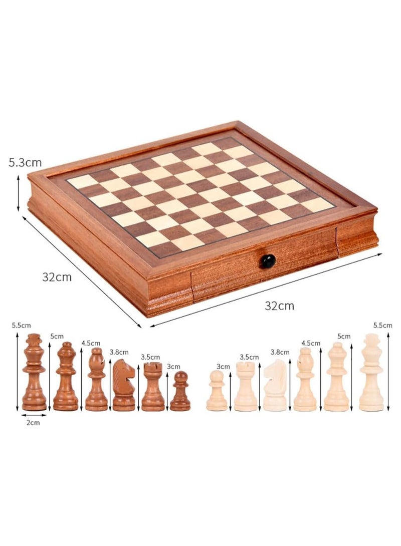 Rubik Premium Wooden Chess Board Game Set with Storage Drawers & Magnetic Bases Chess Pieces, Travel Traditional Educational Toy for Kids/Children/Adults Gift (Size, 32x32cm) Brown - Image 4