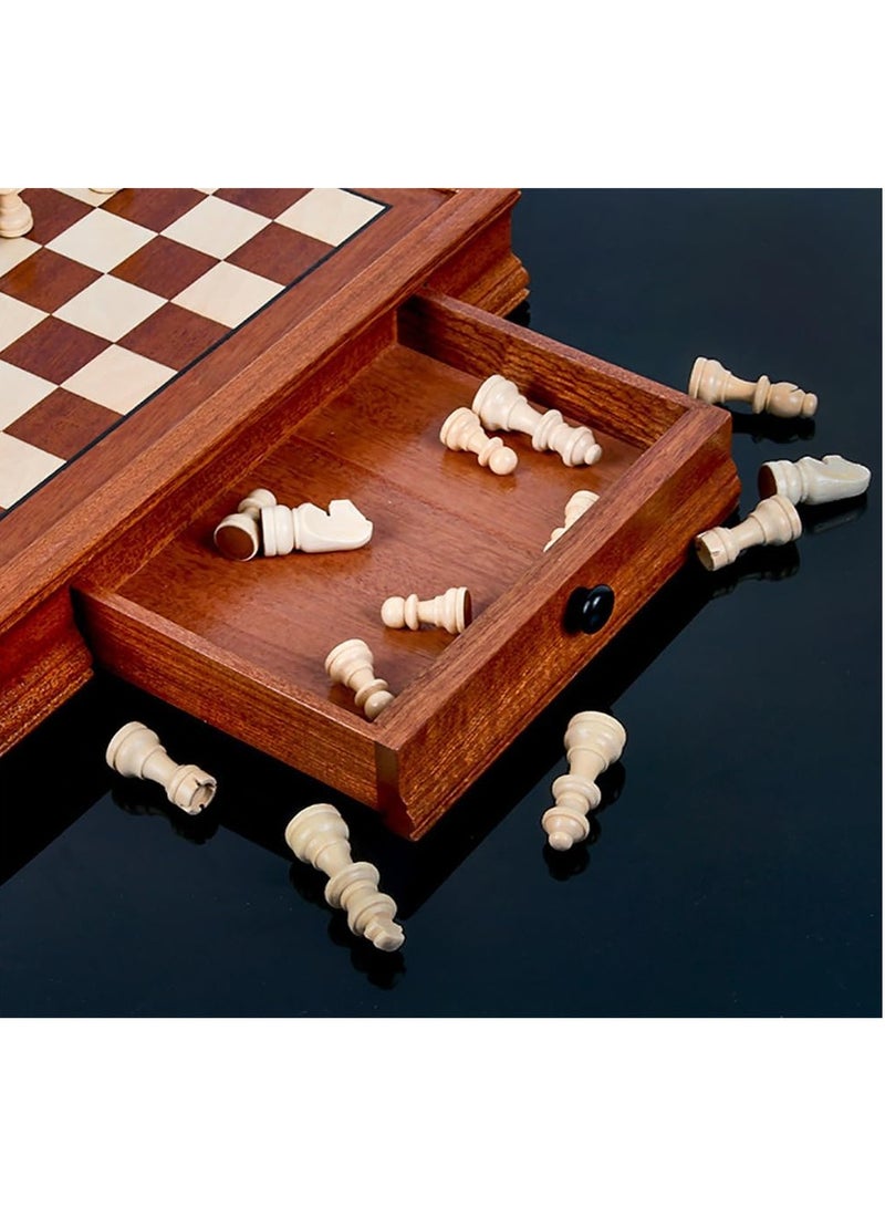 Rubik Premium Wooden Chess Board Game Set with Storage Drawers & Magnetic Bases Chess Pieces, Travel Traditional Educational Toy for Kids/Children/Adults Gift (Size, 32x32cm) Brown - Image 5
