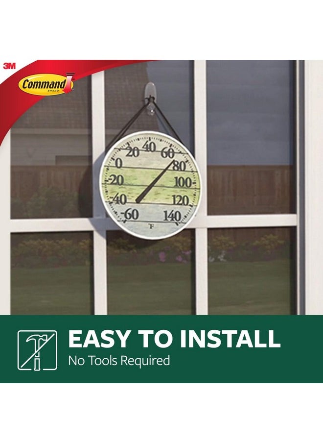 Command Outdoor Medium Clear Wall Hooks, 5 Hooks and 6 Command Strips, Damage Free Hanging Wall Hooks for Hanging Outdoor Wall Decor with Weather Resistant Strips, Holds up to 2 lb