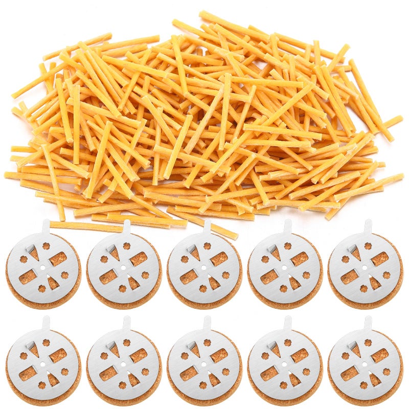 Conelist 1010 Pcs Beeswax Candle Wicks and Cork Floats for Orthodox Vigil Oil Lamps Floating Wicks for Oil Candles Candle Wick with Cork Floats for Home Church Altar Prayer Corner