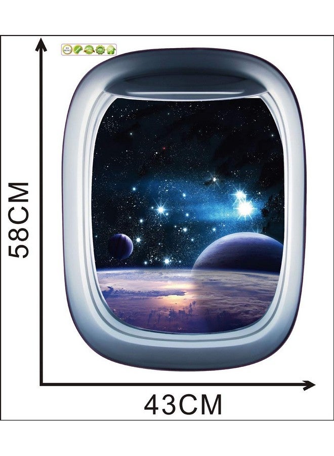 LSHDXD HERRA 3D Planet Universe Galaxy Outer Space Wall Decal Spacecraft Astronaut Wall Stickers, Peel and Stick Removable Space Capsule Window Wall Stickers Wall Mural for Bedroom Living Room Kids Room - Image 2