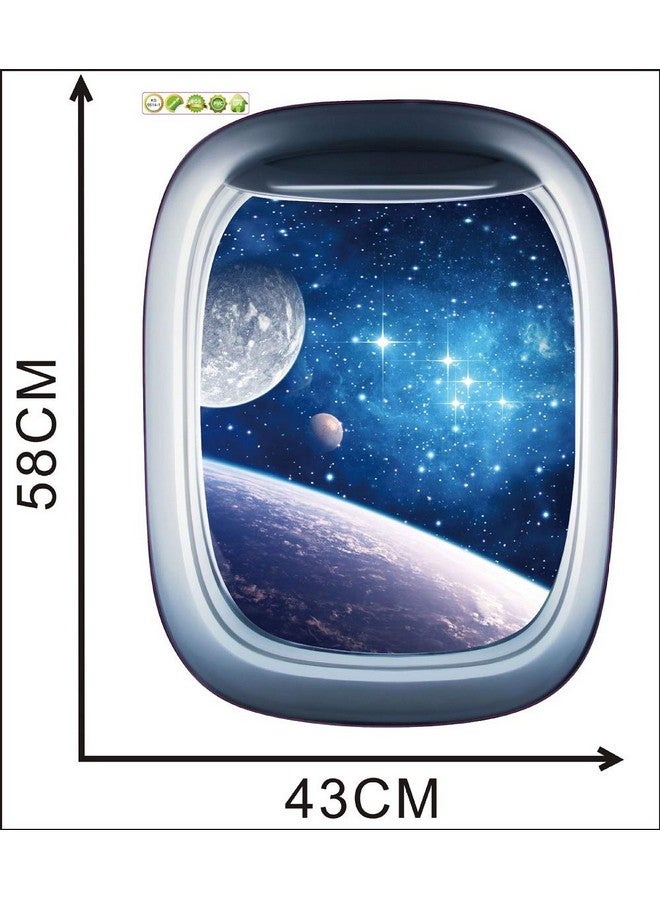 LSHDXD HERRA 3D Planet Universe Galaxy Outer Space Wall Decal Spacecraft Astronaut Wall Stickers, Peel and Stick Removable Space Capsule Window Wall Stickers Wall Mural for Bedroom Living Room Kids Room - Image 4
