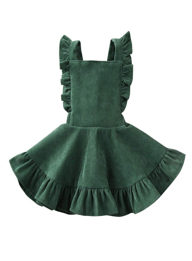 Karuedoo Baby Girls Velvet Suspender Skirt Infant Toddler Ruffled Casual Strap Sundress Summer Outfit Clothes (12-24M, Green 2(Velvet)) - Image 1