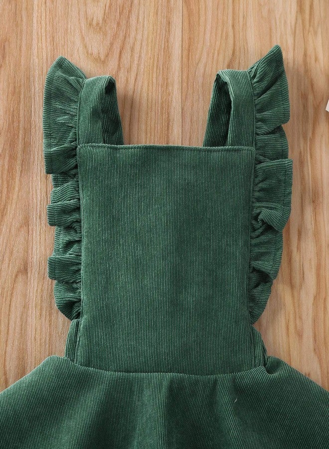 Karuedoo Baby Girls Velvet Suspender Skirt Infant Toddler Ruffled Casual Strap Sundress Summer Outfit Clothes (12-24M, Green 2(Velvet)) - Image 5