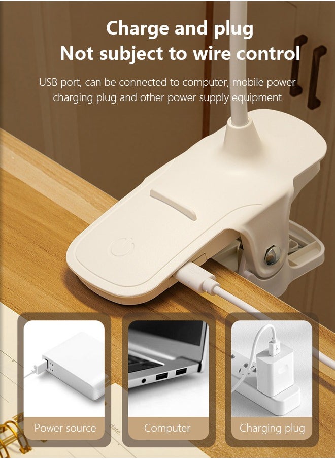 Momozone - LED Desk Lamp Study Clip Lamp Student Special Eye Protection Bedside Lamp Dormitory Charging Reading Lamp Bedroom Small Desk Lamp - Image 1